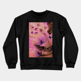 PINK TROPICAL DECO POSTER ART PRINT FLOWERS PALMS Crewneck Sweatshirt